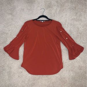 Rust Orange Bell sleeve blouse